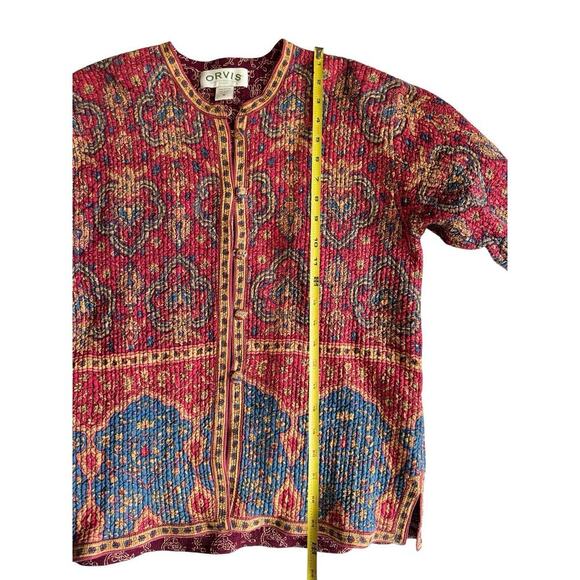 ORVIS 100% Cotton Women Reversible Red Jacket Quilted Boho Paisley Button Sz M - Picture 9 of 12